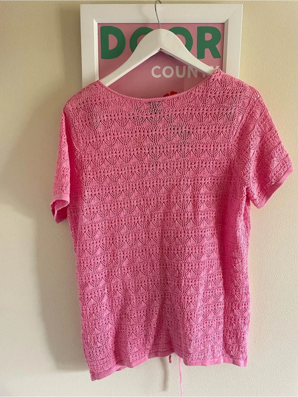 Torrid Pointelle Pullover Short Sleeve Front Tie Sweater Rose Bloom Size 1X New
